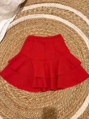 J. Crew holiday red tiered ruffle mini skirt size 00